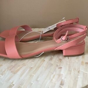 NIB a new day Coral Pink Strappy Low Block Heel Sandals